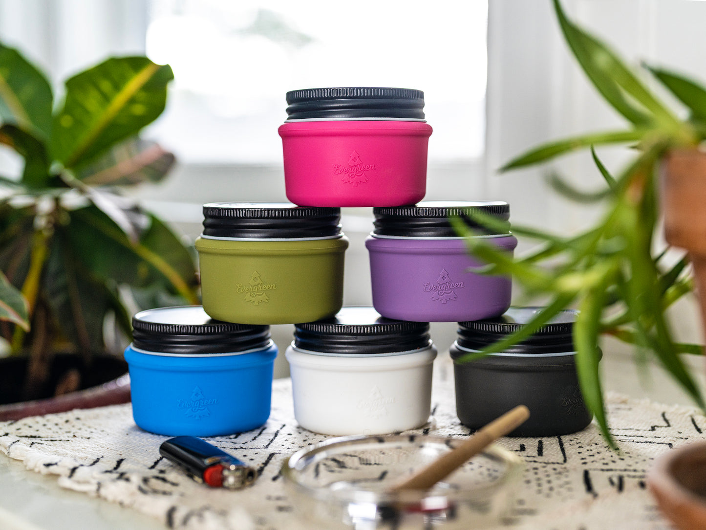 ESS Mini in every color stacked in pyramid