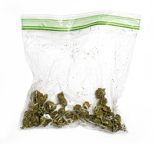 Ziploc baggie containing old weed