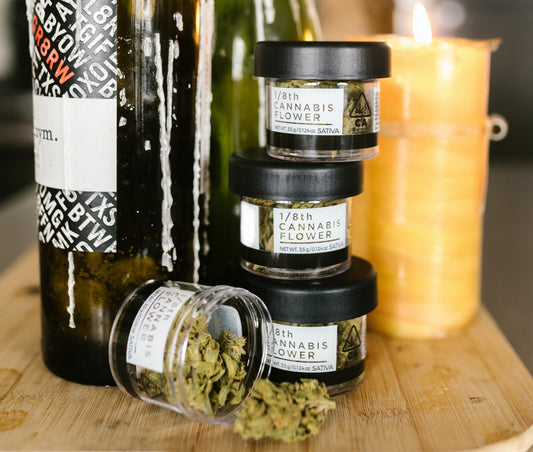 cannabis in jars from dispensary