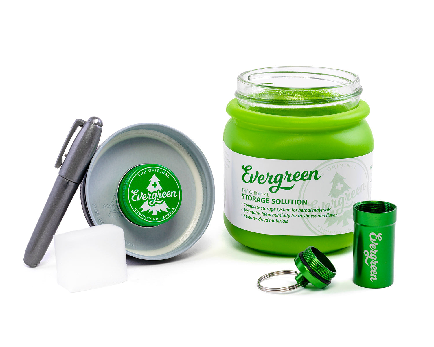 Evergreen Storage Solution open showing contents light green