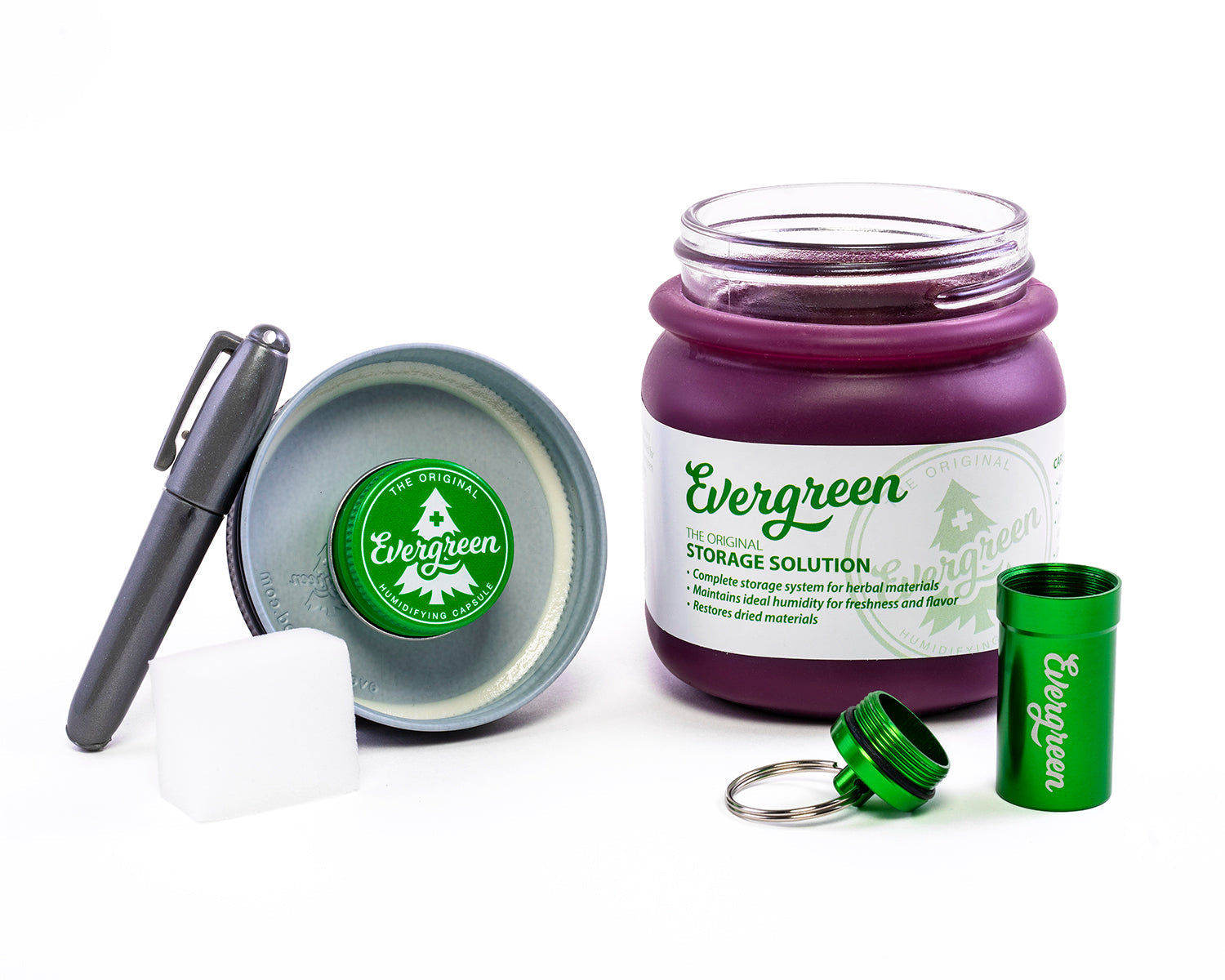 Evergreen Storage Solution open showing contents purple