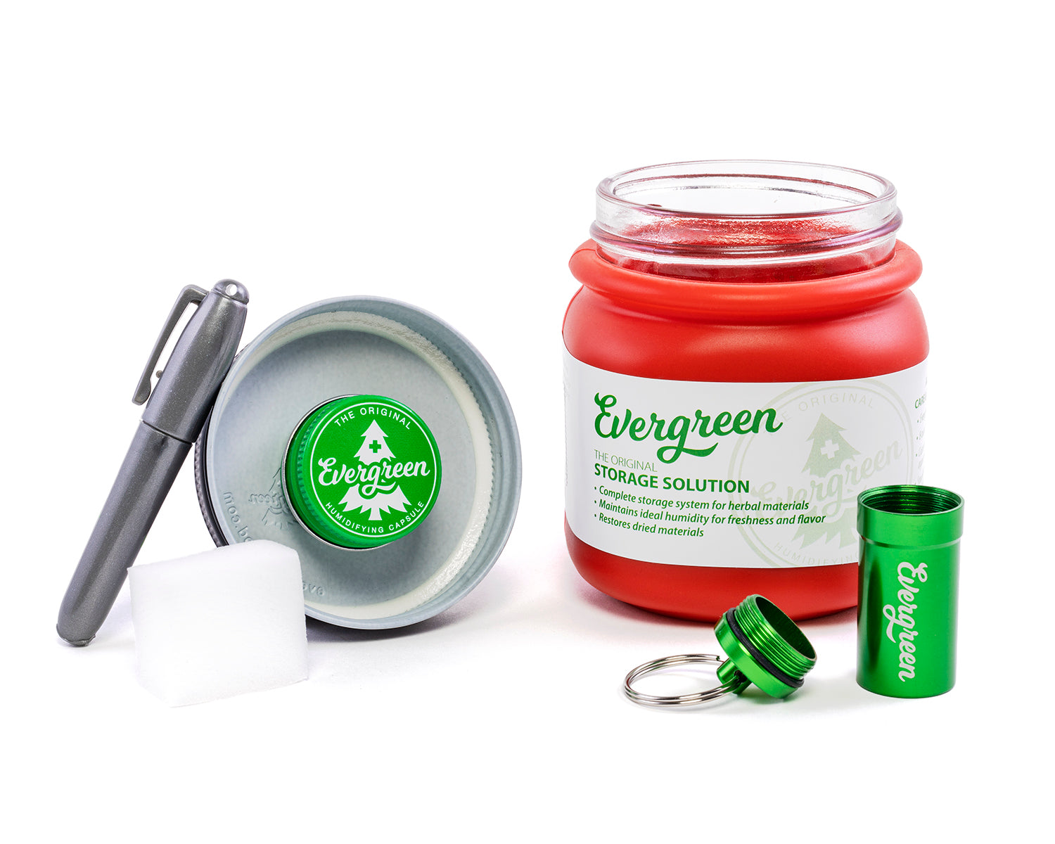 Evergreen Storage Solution open showing contents, red